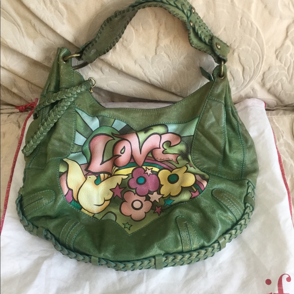 Isabella Fiore Love Green Leather Hobo Bag